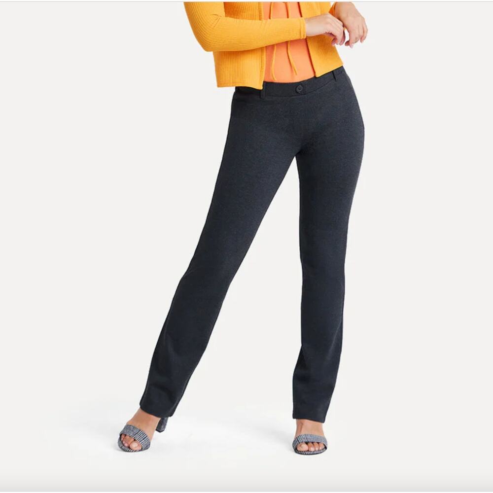 Betabrand Straight-Leg Classic Dress Pant Yoga Pants in Charcoal Size Medium